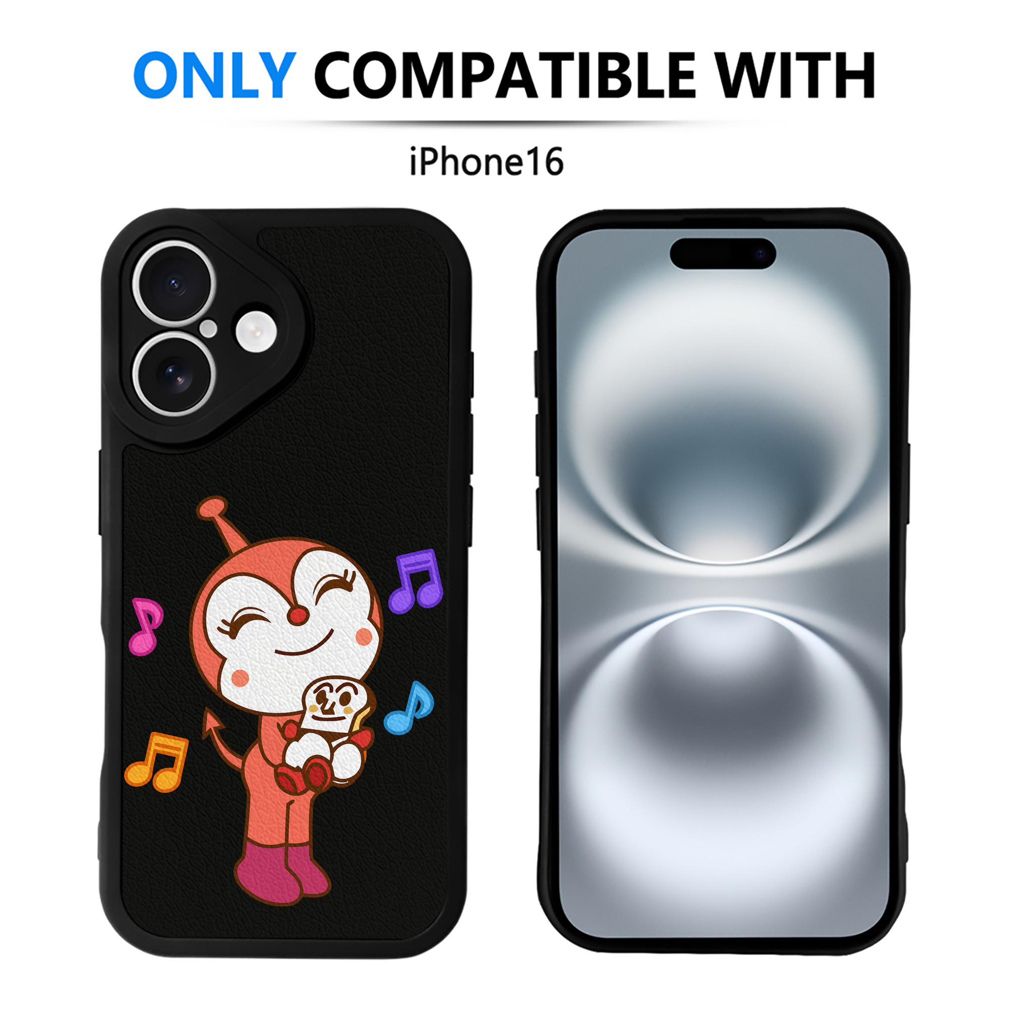 （画像用） アンパンマン Anpanman 【iPhone 16シリーズ対応】シリコンスマホケース（レザー調） 材質：シリコン